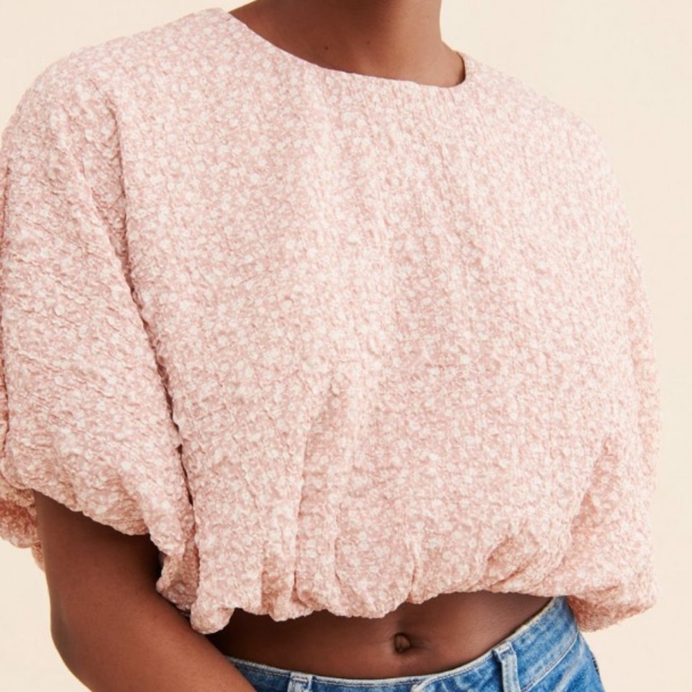 English Factory Cotton Cropped Cropped Blouse